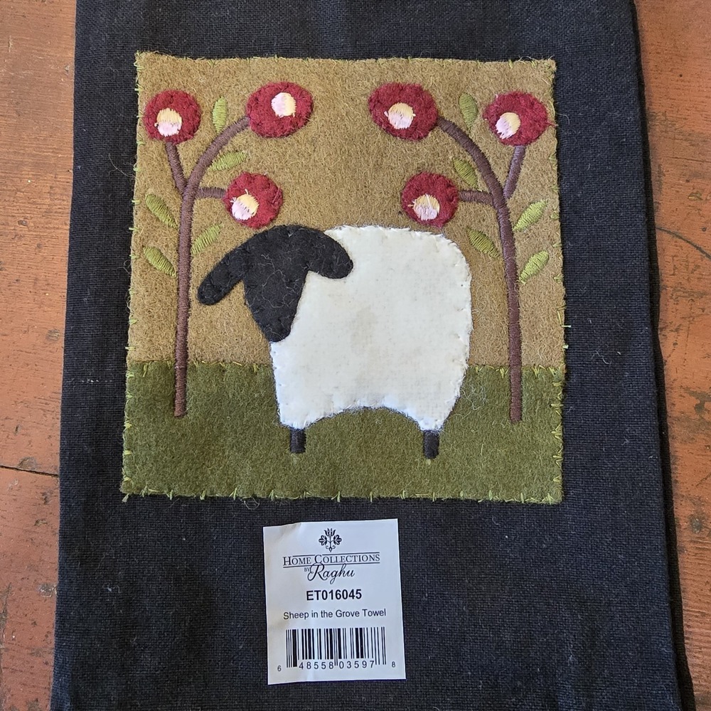 Primitive Sheep in the Grove Towel Kitchen Towel 18x28" Cotton‎ Felt New